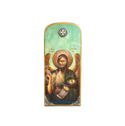 Saint John icon the Forerunner, Handmade Greek Orthodox icon of Saint John Baptist, Byzantine art wall hanging wood plaque, religious decor - TheHolyArt