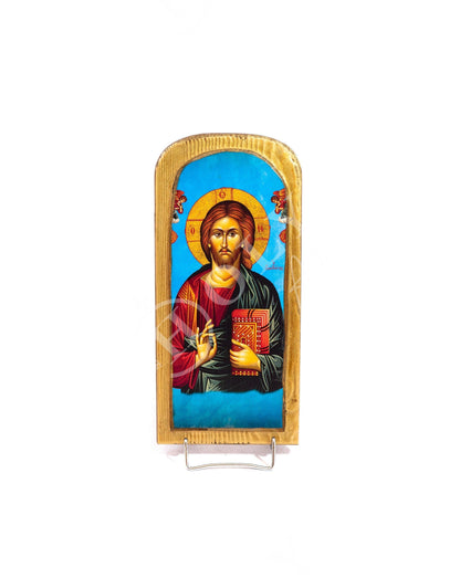 Jesus Christ icon, Handmade Greek Orthodox icon, Byzantine art wall hanging icon of our Lord on wood plaque, wedding gift ideas - TheHolyArt