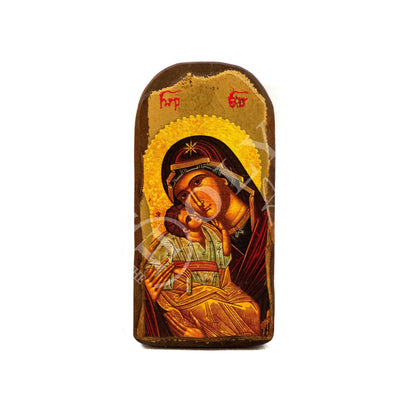 Virgin Mary icon Panagia, Handmade Greek Orthodox Icon of Theotokos, Mother of God Byzantine art wall hanging wood plaque, religious decor - TheHolyArt