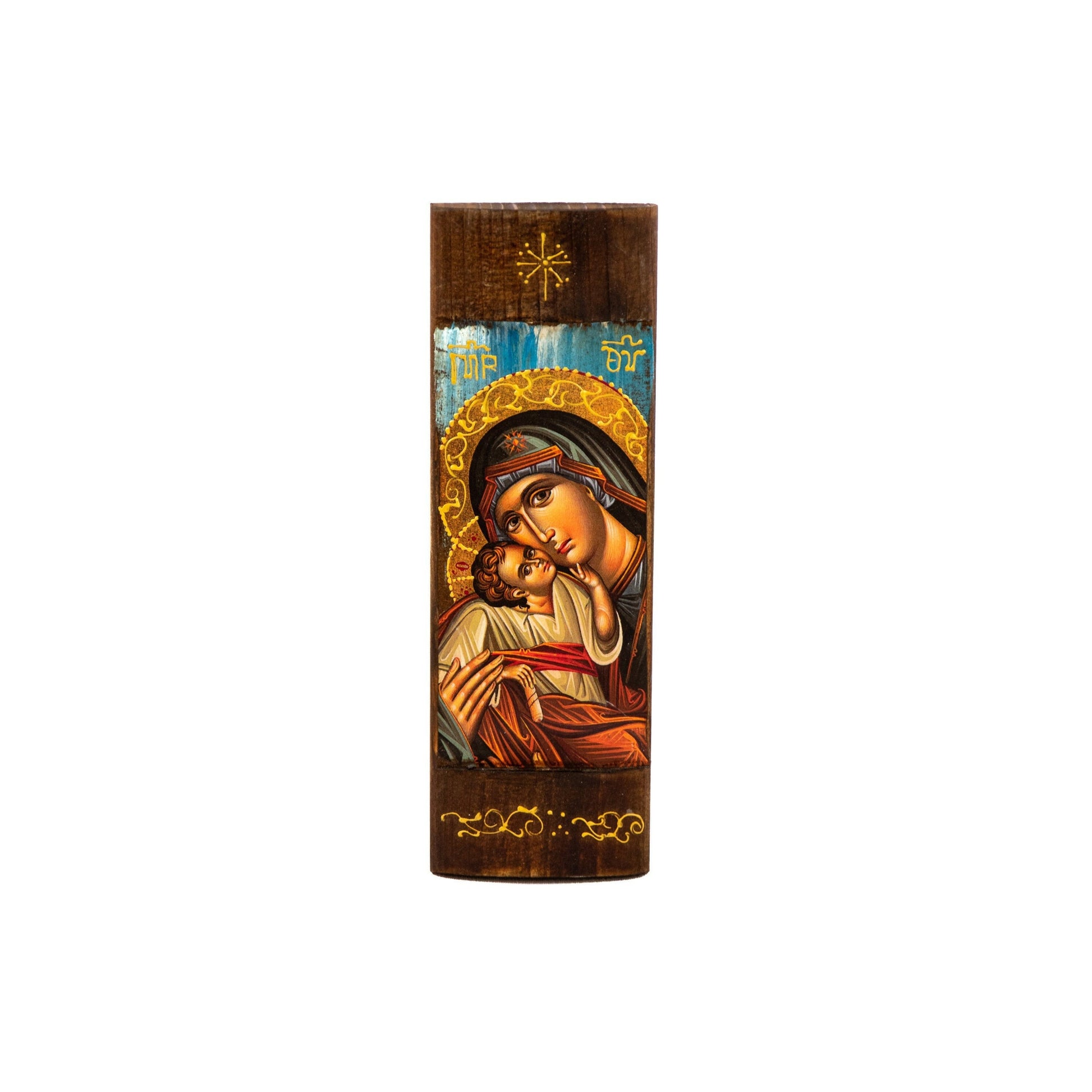 Virgin Mary icon Panagia, Handmade Greek Orthodox icon Theotokos, Mother of God Byzantine art wall hanging wood plaque, religious decor TheHolyArt