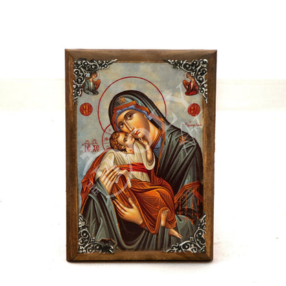 Virgin Mary icon Panagia, Greek Christian Orthodox Icon, Mother of God Byzantine art, Theotokos handmade wall hanging wood plaque - TheHolyArt