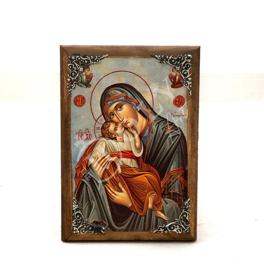 Virgin Mary icon Panagia, Greek Christian Orthodox Icon, Mother of God Byzantine art, Theotokos handmade wall hanging wood plaque TheHolyArt