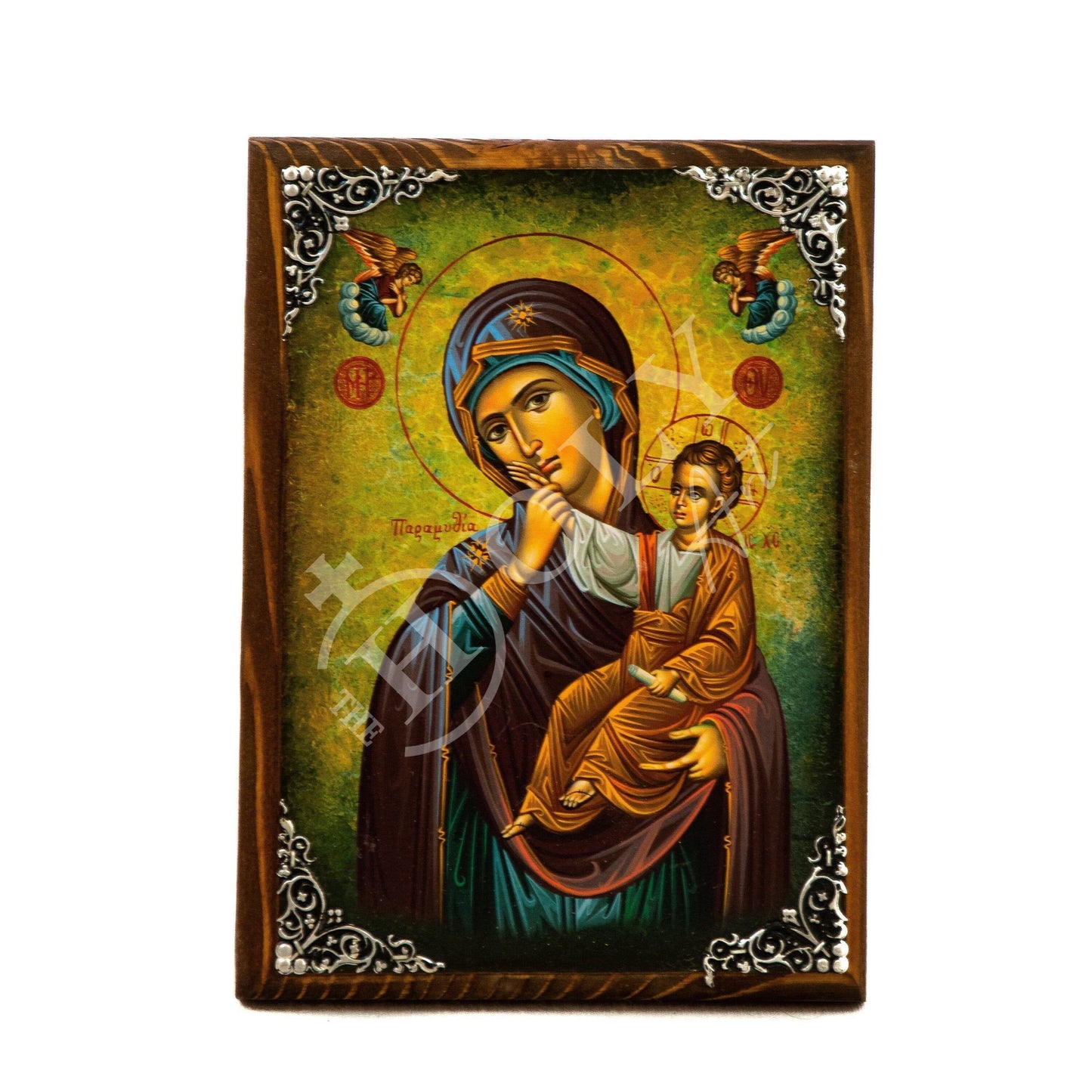 Virgin Mary icon Panagia Paramythia, Handmade Greek Christian Orthodox Icon, Mother of God Byzantine art wall hanging, Theotokos wood plaque TheHolyArt