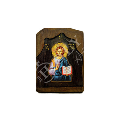 Jesus Christ icon, Handmade Greek Orthodox icon, Byzantine art wall hanging of our Lord on wood plaque, religious decor - TheHolyArt