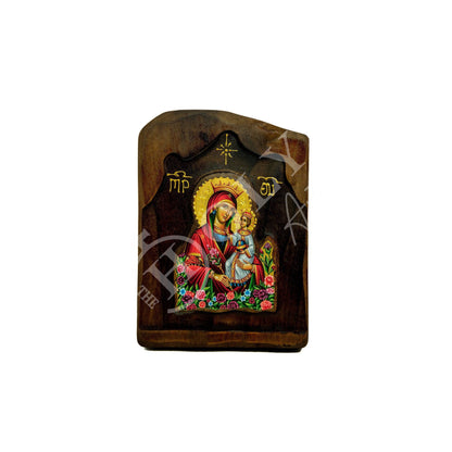 Virgin Mary icon Panagia Rose Amaranth, Handmade Greek Orthodox Icon, Mother of God Byzantine art, Theotokos wall hanging wood plaque - TheHolyArt