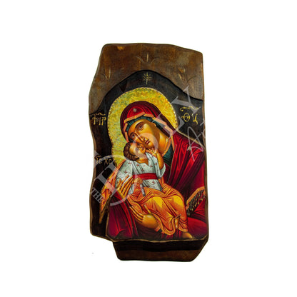 Virgin Mary icon Panagia Glykophilousa, Handmade Greek Orthodox Icon, Mother of God Byzantine art, Theotokos wall hanging wood plaque - TheHolyArt