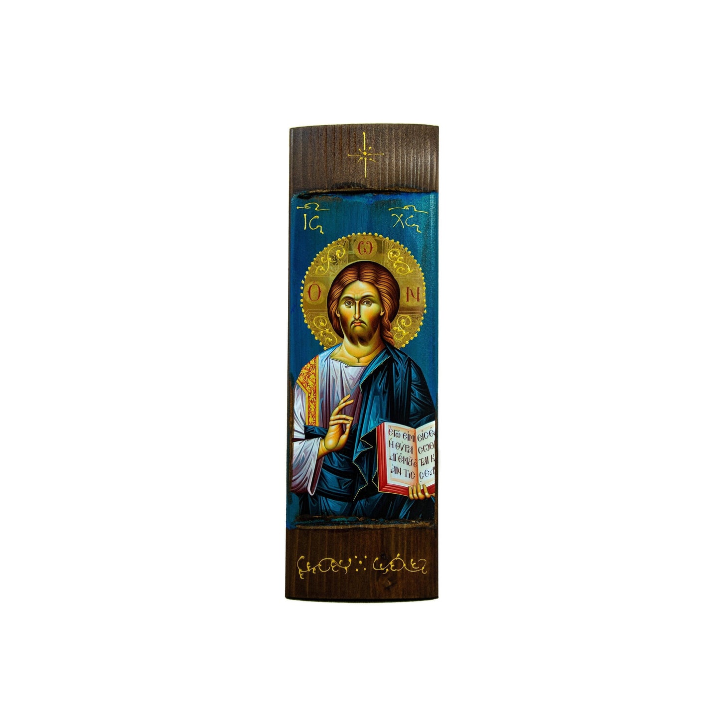 Jesus Christ icon, Handmade Greek Orthodox Icon of Our Lord Blessing, Byzantine art wall hanging wood plaque icon, religious decor TheHolyArt