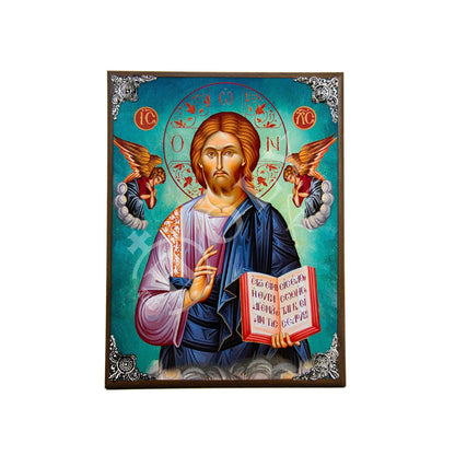 Jesus Christ icon, Handmade Greek Orthodox icon of our Lord, Byzantine art wall hanging wood plaque - TheHolyArt