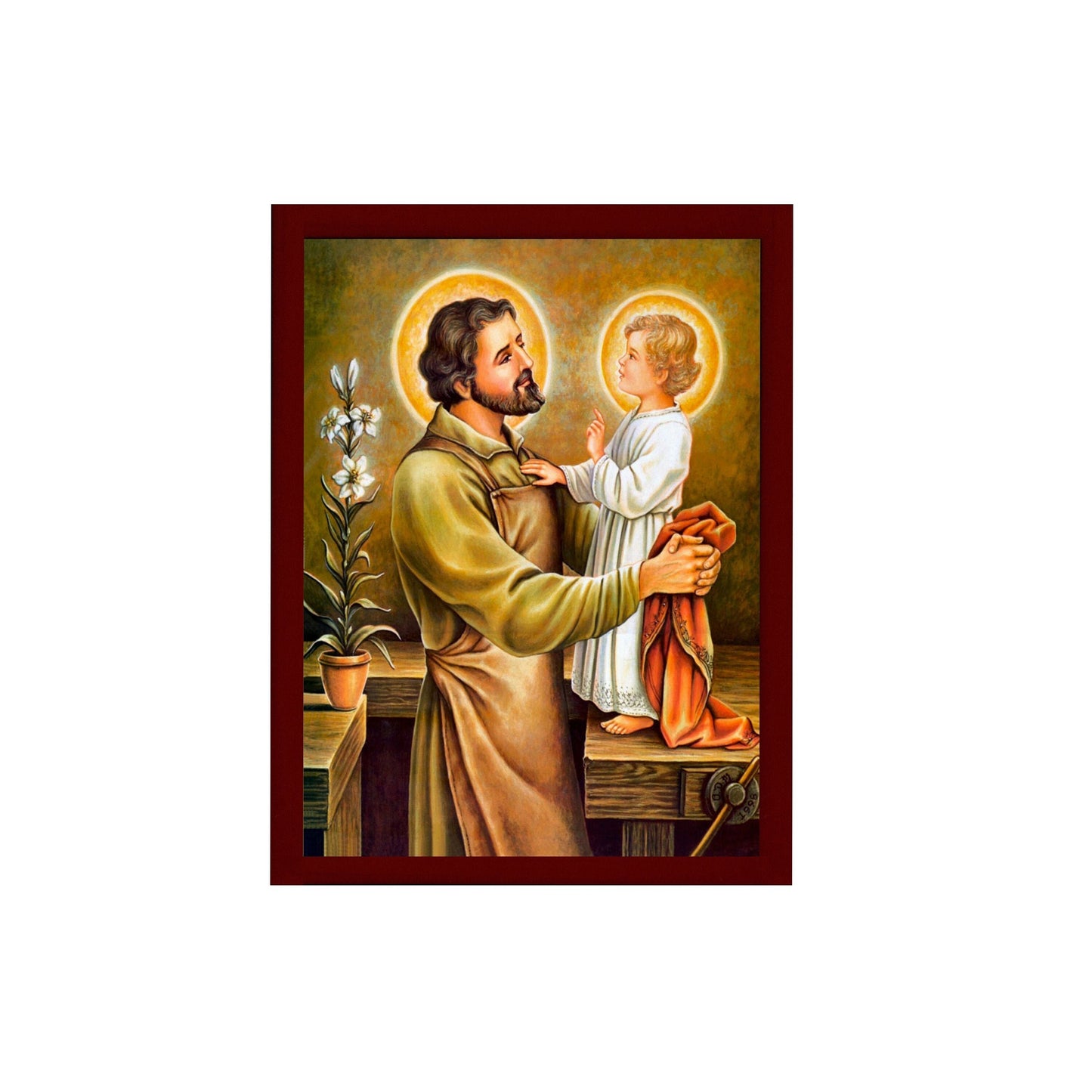 Saint Joseph icon, Handmade Greek Orthodox icon of St Joseph the Betrothed, Religious wood plaque TheHolyArt