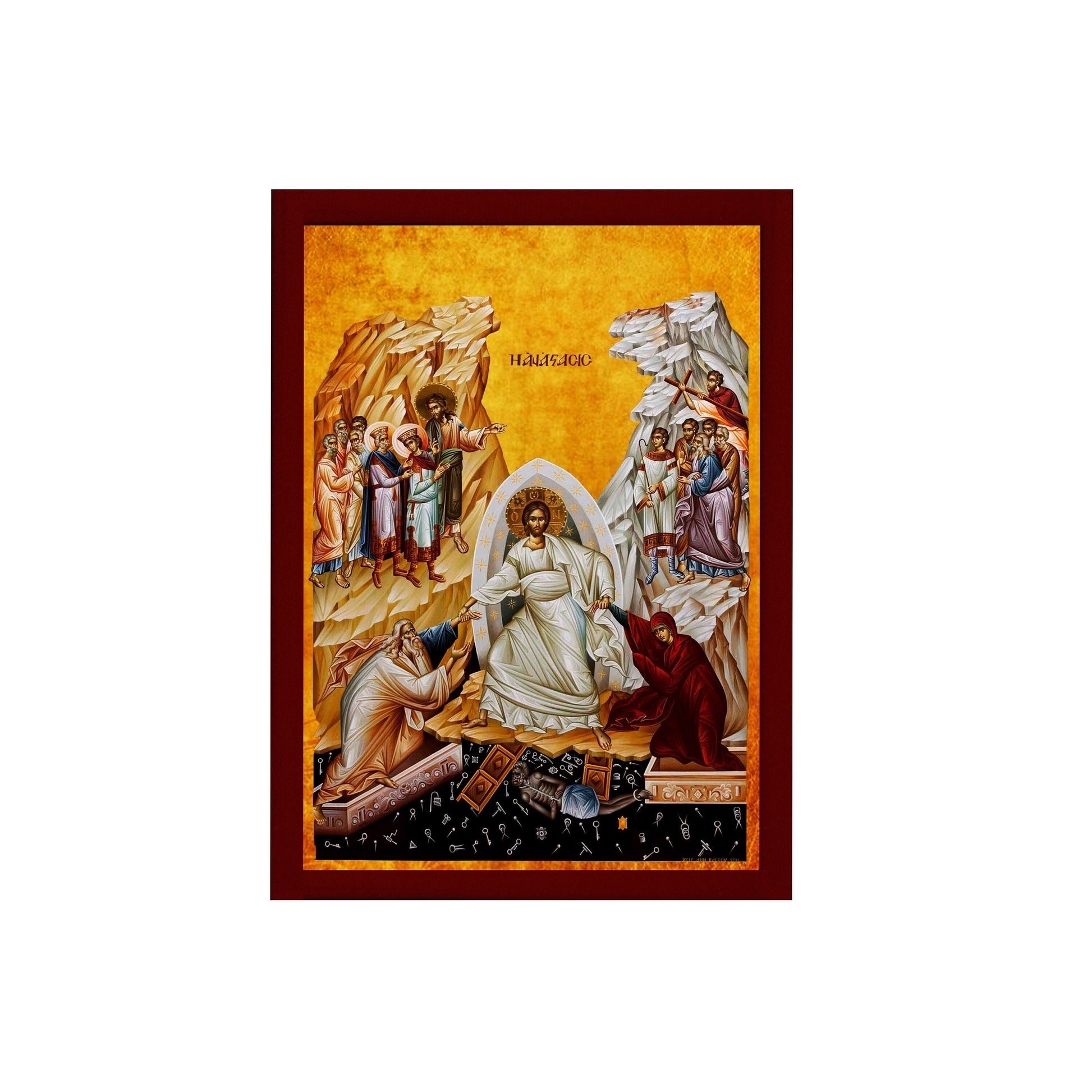 Resurrection Jesus Christ icon, Handmade Greek Orthodox icon, Byzantine art wall hanging of our Lord rising from the dead, religious decor TheHolyArt