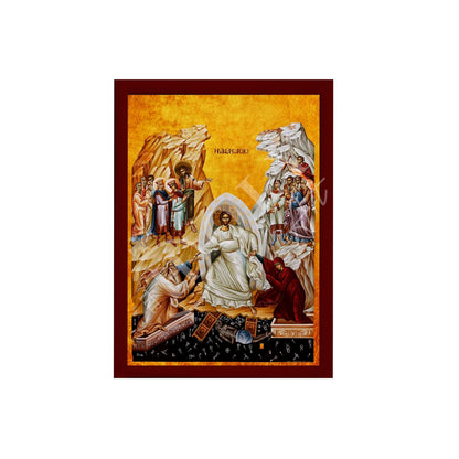 Resurrection Jesus Christ icon, Handmade Greek Orthodox icon, Byzantine art wall hanging of our Lord rising from the dead, religious decor - TheHolyArt