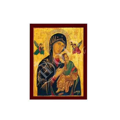 Our Lady of Perpetual Help icon, Handmade Greek Orthodox Icon of Virgin Mary, Mother of God Byzantine art wall hanging plaque - TheHolyArt