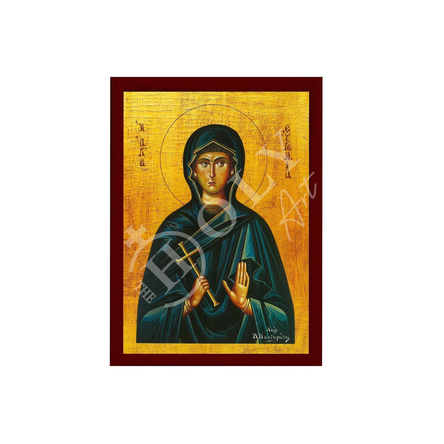 Saint Eugenia icon the Martyr, Handmade Greek Orthodox icon of St Eugenia of Rome, Byzantine art wall hanging, religious gift TheHolyArt