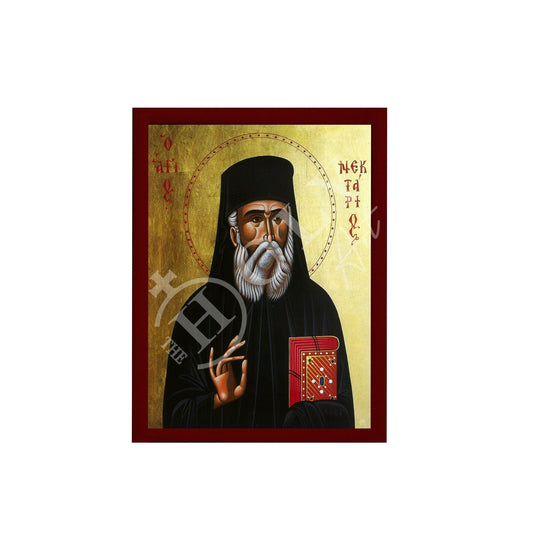 Saint Nectarios icon of Aegina, Greek Handmade Orthodox icon of St Nectarios of Pentapolis, Byzantine art wall hanging, religious gift TheHolyArt