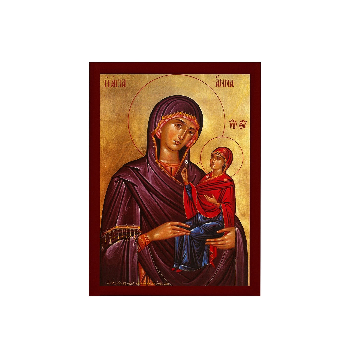 Saint Anna icon Mother of Virgin Mary, Byzantine art wall hanging of Agia Anna, Greek Handmade Orthodox icon of Saint Anne, religious gift TheHolyArt