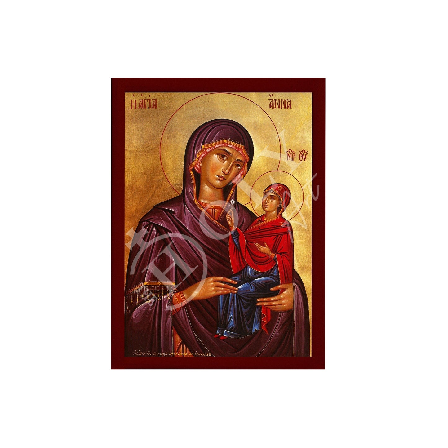 Saint Anna icon Mother of Virgin Mary, Byzantine art wall hanging of Agia Anna, Greek Handmade Orthodox icon of Saint Anne, religious gift TheHolyArt