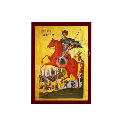 Saint Demetrius icon, Handmade Greek Orthodox icon of St Demetrios, Byzantine art wall hanging icon on wood plaque, religious decor - TheHolyArt