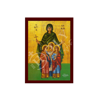 Saint Sophia icon, Orthodox icon St Sofia the Martyr, Greek Handmade Byzantine art wall hanging of Hagia Sophia wood plaque, religious decor - TheHolyArt