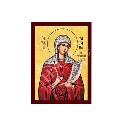 Saint Tabitha icon, Handmade Greek Catholic Orthodox icon of St Tabitha, Byzantine art wall hanging wood plaque religious decor gift - TheHolyArt