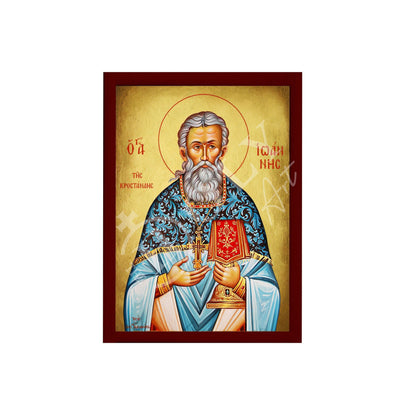 Saint John of Kronstadt icon, Handmade Christian Orthodox icon of St John the Righteous, Religious art wall hanging on wood plaque gift - TheHolyArt