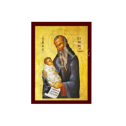 Saint Stylianos icon, Byzantine art wall hanging, Handmade Greek Orthodox icon wood plaque - TheHolyArt
