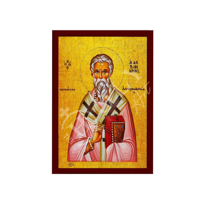 Saint Alexander icon, Handmade Greek Orthodox icon St Alexander of Alexandria, Byzantine art wall hanging wood plaque icon, religious decor - TheHolyArt