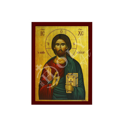 Jesus Christ icon, Handmade Greek Orthodox icon of our Lord, Byzantine religious wood plaque - TheHolyArt