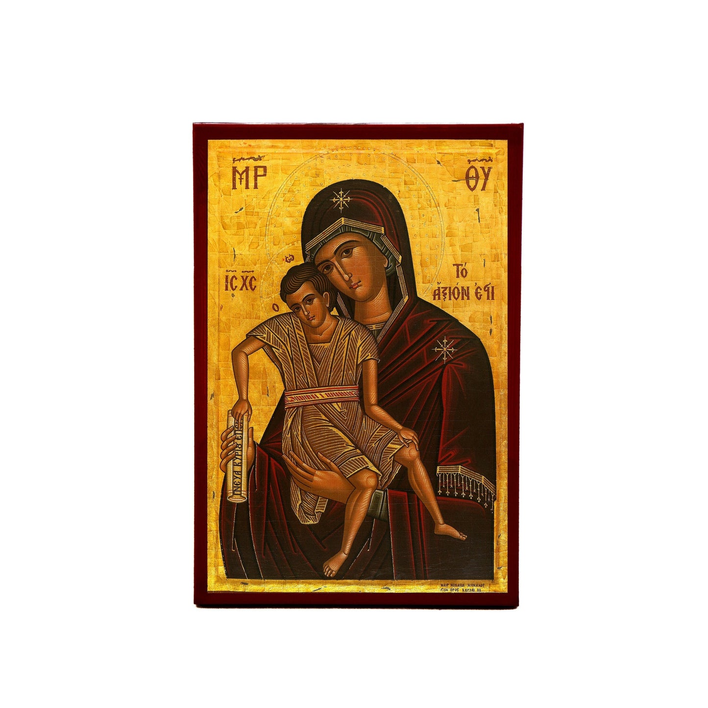 Virgin Mary icon Panagia Axion Esti, Greek Christian Orthodox Icon, Mother of God Byzantine art, Theotokos handmade wall hanging wood plaque TheHolyArt
