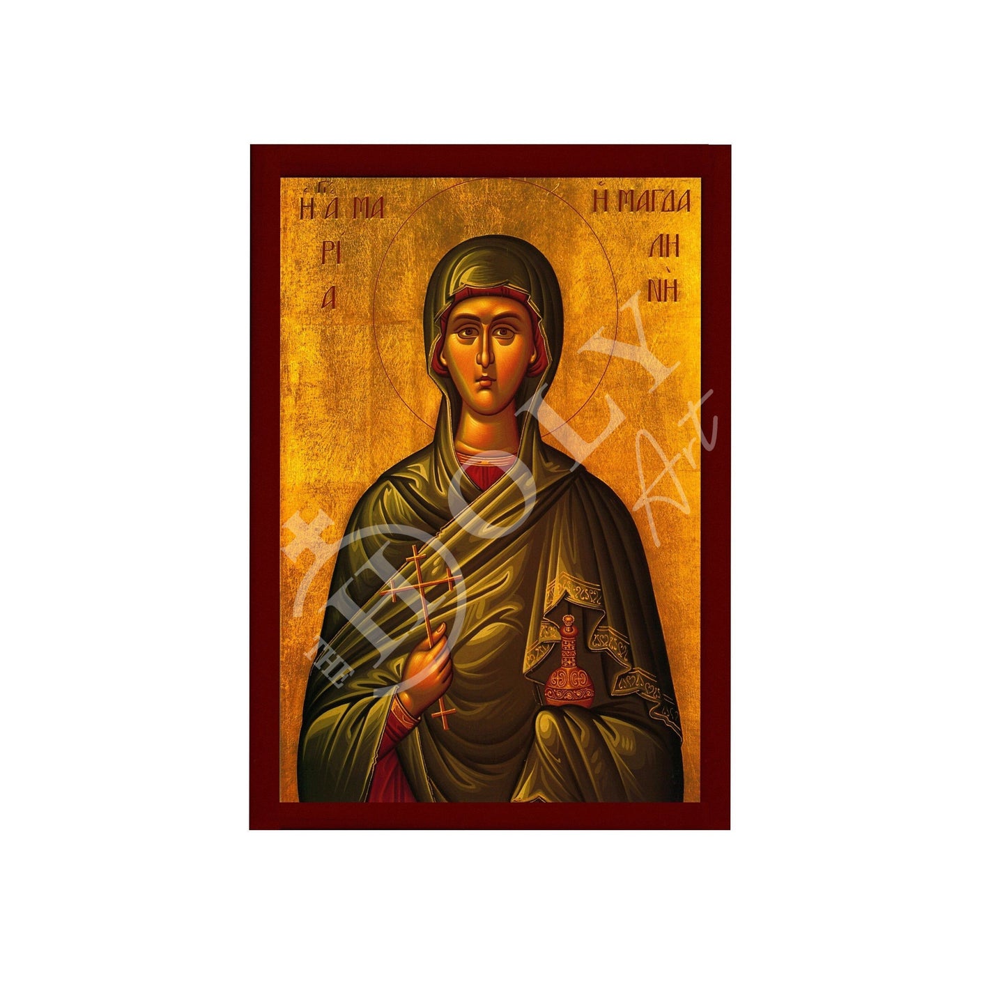 Saint Mary Magdalene icon, Handmade Greek Orthodox icon of St Mary Magdalene, Byzantine art wall hanging on wood plaque, religious gift TheHolyArt