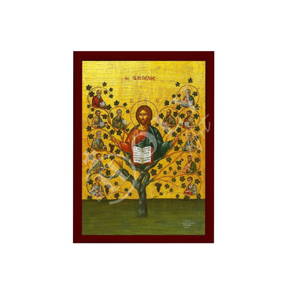 Jesus Christ icon with Apostles, Ampelos True Vine handmade Greek Orthodox icon, Byzantine art wall hanging on wood plaque, religious decor - TheHolyArt
