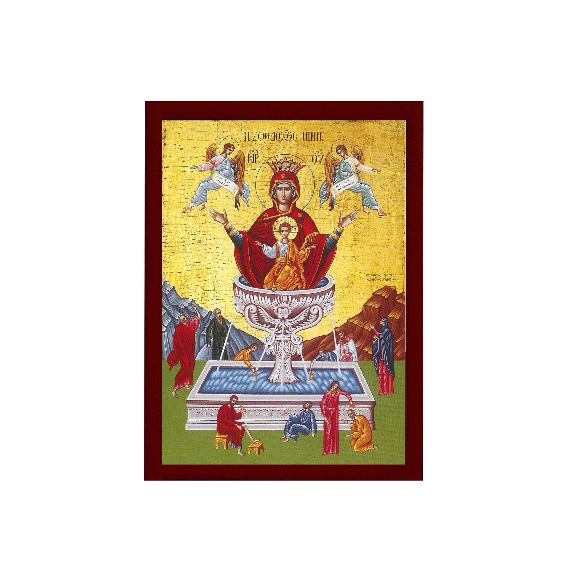 Virgin Mary icon Panagia Life Giving Spring, Handmade Greek Orthodox Icon, Mother of God Byzantine art, Theotokos wall hanging wood plaque TheHolyArt