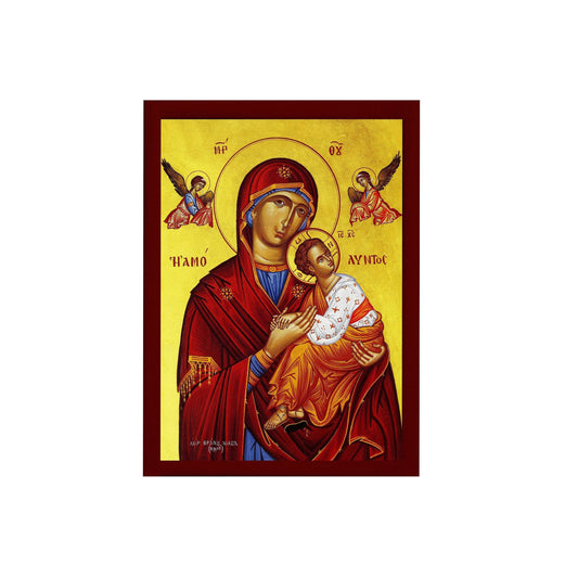 Virgin Mary icon Panagia Amolyntos, Greek Christian Orthodox Icon, Mother of God Byzantine art, Theotokos handmade wall hanging wood plaque TheHolyArt