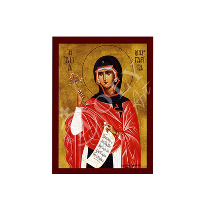 Saint Margaret icon, Handmade Greek Orthodox icon of St Margaret of Scotland, Byzantine art wall hanging wood plaque, religious gift - TheHolyArt