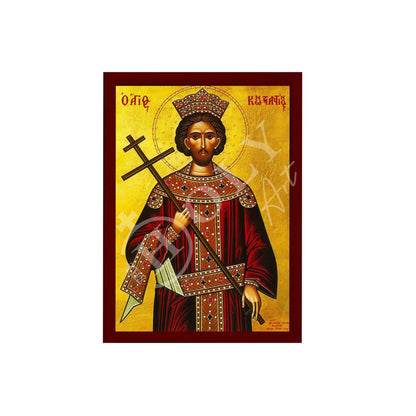 Saint Constantine icon the Great, Handmade Greek Orthodox icon of St Constantine, Byzantine art wall hanging wood plaque, religious gift - TheHolyArt