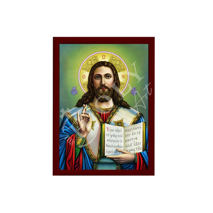 Jesus Christ icon, Handmade Greek Orthodox icon of our Lord, Byzantine art wall hanging on wood plaque, religious icon home decor - TheHolyArt