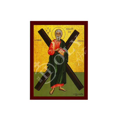 Saint Andrew icon the Apostle, Handmade Greek Orthodox icon of St Andrew, Byzantine wood plaque - TheHolyArt