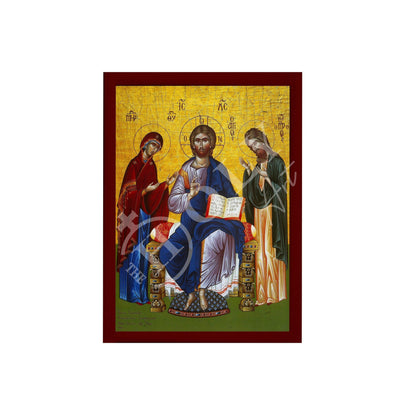 Jesus Christ icon Deisis, Handmade Greek Orthodox icon of our Deesis, Byzantine art wall hanging on wood plaque, religious icon home decor - TheHolyArt