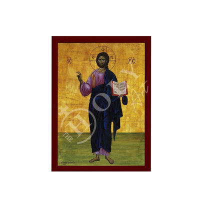 Jesus Christ icon, Handmade Greek Orthodox icon of our Lord, Byzantine art wall hanging on wood plaque, religious icon home decor - TheHolyArt