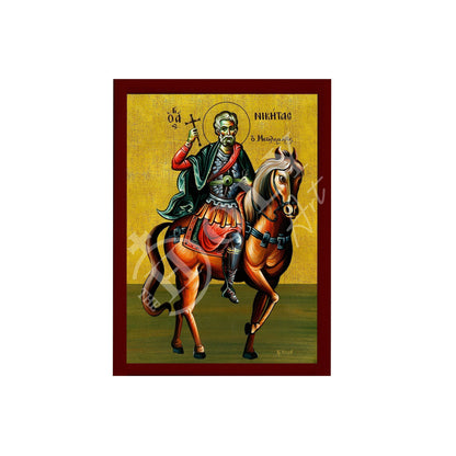 Saint Nicetas icon, Handmade Greek Orthodox icon of Saint Nikitas the Goth, Byzantine art wall hanging wood plaque icon, religious decor - TheHolyArt