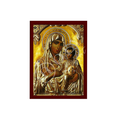 Virgin Mary icon Ierosolymitissa, Greek Christian Orthodox Icon, Mother of God Byzantine art, Theotokos handmade wall hanging wood plaque - TheHolyArt