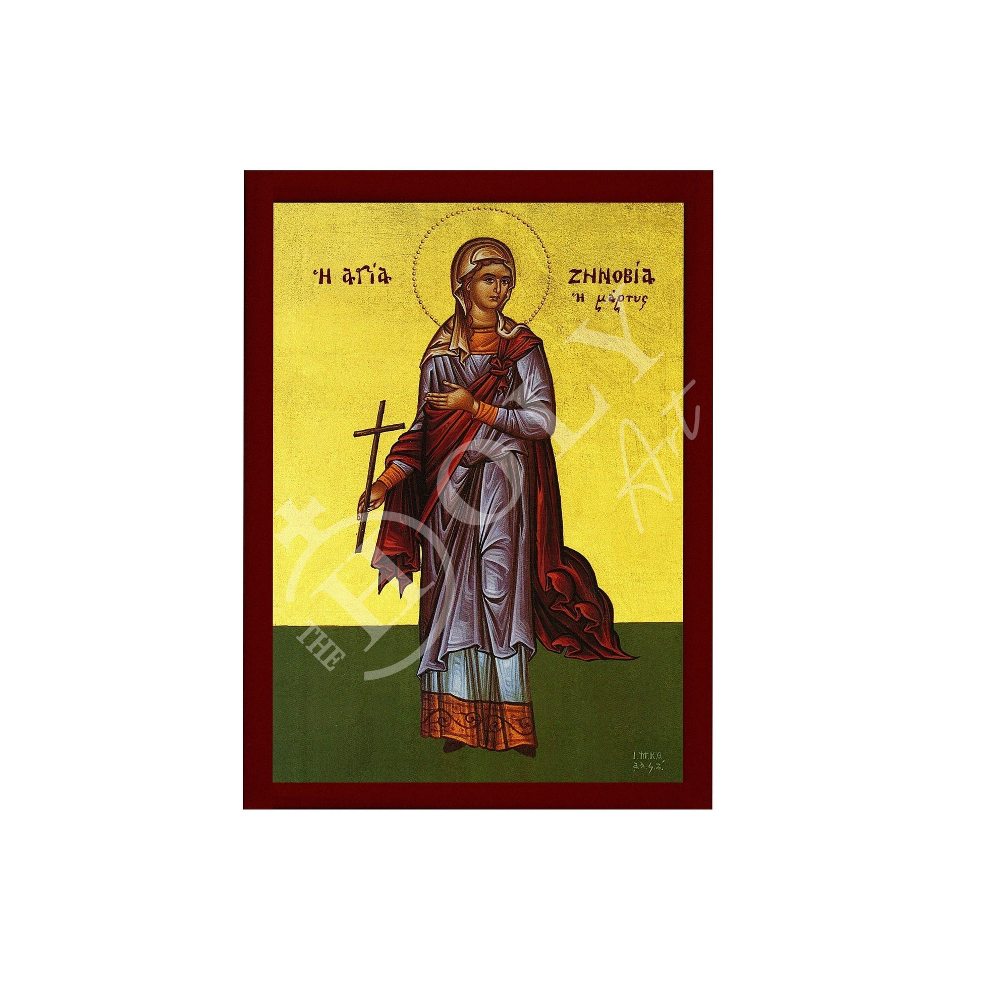 Saint Zenobia icon, Handmade Greek Orthodox icon of St Zinovia, Byzantine art wall hanging icon on wood plaque, religious decor - TheHolyArt