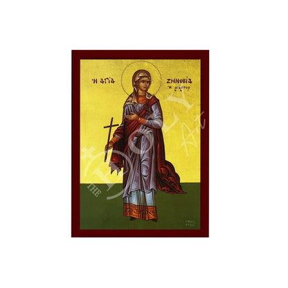 Saint Zenobia icon, Handmade Greek Orthodox icon of St Zinovia, Byzantine art wall hanging icon on wood plaque, religious decor - TheHolyArt
