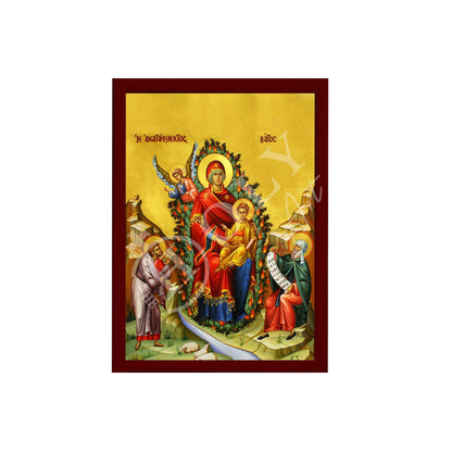 Virgin Mary icon Burning Bush, Handmade Greek Orthodox Icon, Mother of God Unburnt Bush Byzantine art, Theotokos wall hanging wood plaque - TheHolyArt