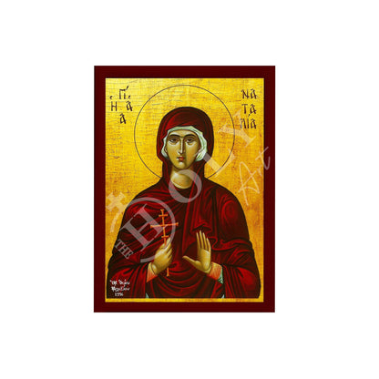 Saint Natalia icon, Handmade Greek Orthodox icon of St Natalia of Nicomedia, Byzantine art wall hanging wood plaque, religious gift - TheHolyArt