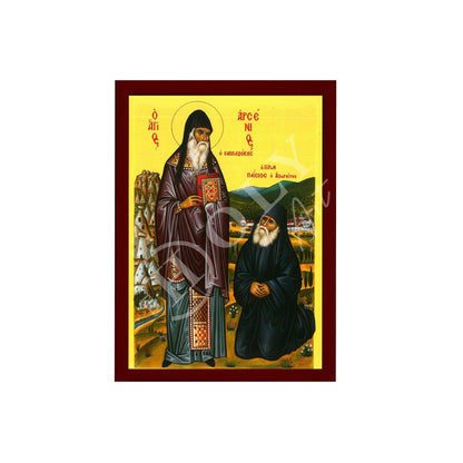 Saint Paisios & Saint Arsenios icon, Handmade Greek Orthodox icon, Byzantine art wall hanging on wood plaque, religious decor - TheHolyArt