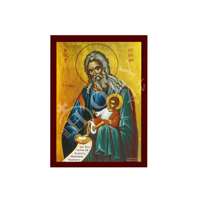 Saint Simeon icon, Handmade Greek Orthodox icon St Symeon the Prophet, Byzantine art wall hanging on wood plaque icon, religious decor - TheHolyArt