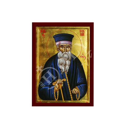 Saint Cosmas icon, Handmade Greek Orthodox icon St Cosmas of Aetolia, Byzantine art wall hanging on wood plaque icon, religious decor - TheHolyArt