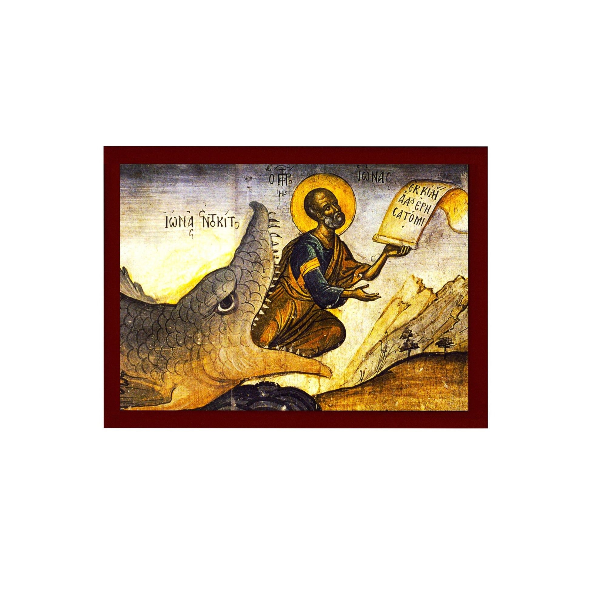 Saint Jonah icon, Handmade Greek Orthodox icon St Jonah The Prophet, Byzantine art wall hanging on wood plaque icon, religious decor TheHolyArt