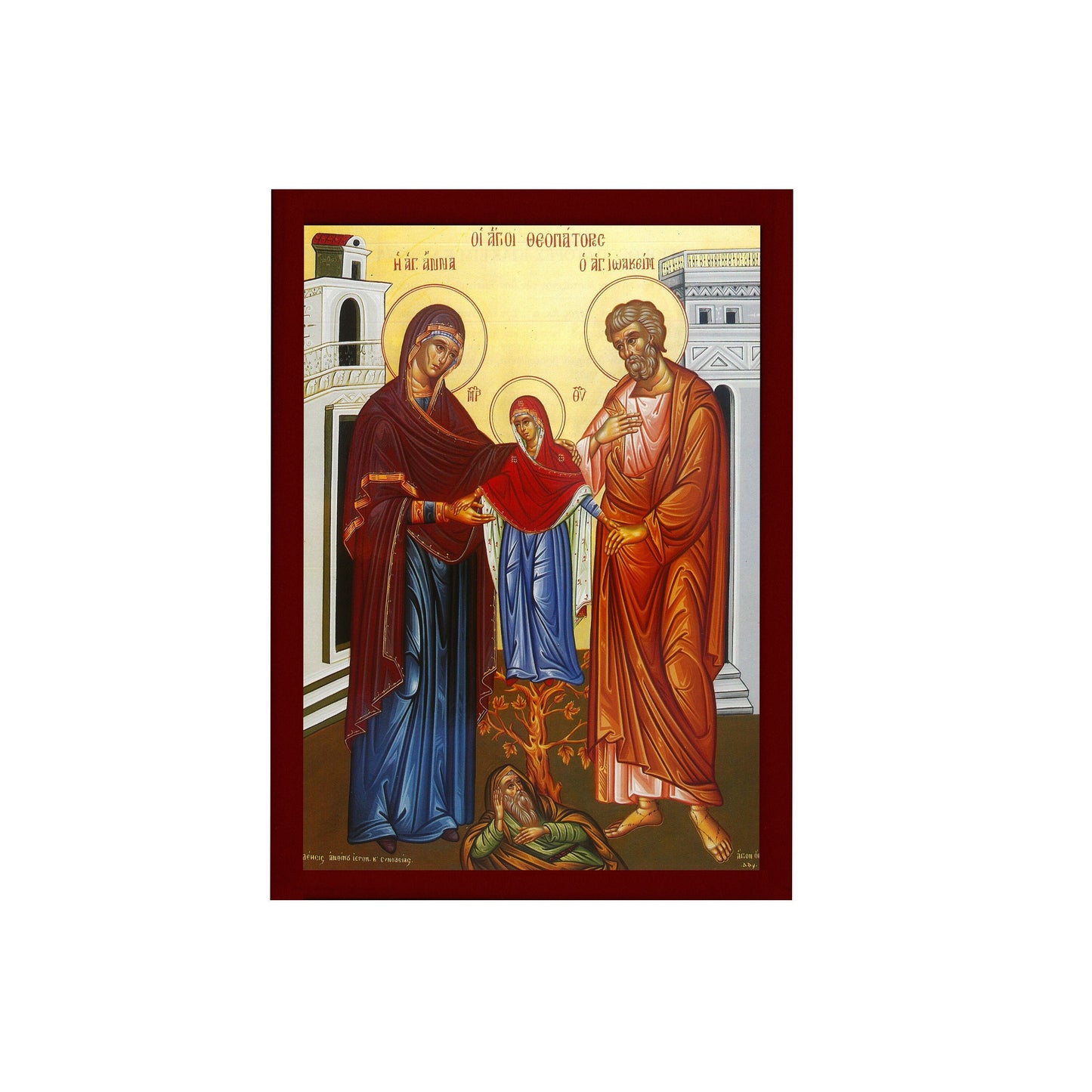 Saint Joachim and Anna icon, Handmade Greek Orthodox icon Parents of Virgin Mary, Byzantine art wall hanging on wood plaque, religious decor TheHolyArt