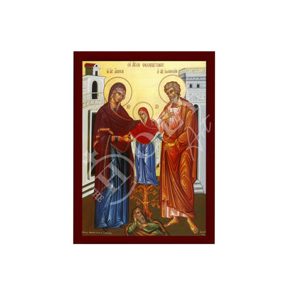 Saint Joachim and Anna icon, Handmade Greek Orthodox icon Parents of Virgin Mary, Byzantine art wall hanging on wood plaque, religious decor - TheHolyArt